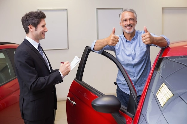 Driver smiling at the wheel